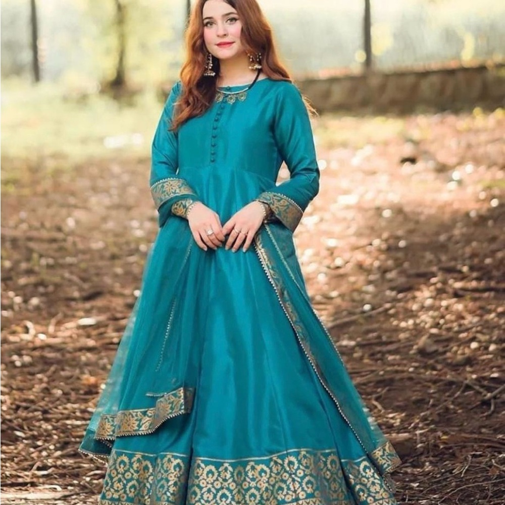 Elegant Teal Anarkali Dress